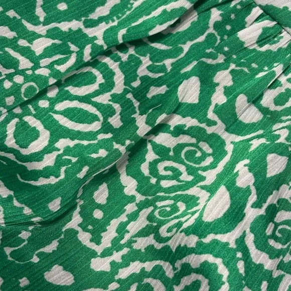 NWOT Pinch Paisley Green White Maxi Dress Flutter Sleeve Tie Waist - Picture 11 of 11